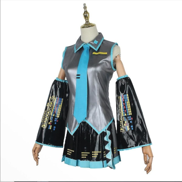 Ny trend Vocaloid Miku Cosplay Peruk Dräkt Nybörjare Framtida Halloween Kostym Man/hona Gray XS