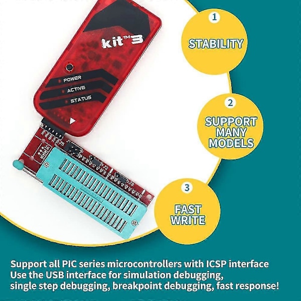 Sinkr Pic Programmeringskit Pickit3 Kompatibel Pic Microcontroller Programmer og In-circuit Debugger