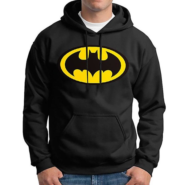 Män Superman Batman Hoodie Långärmad Hood Sweatshirts Pullover Activewear Outdoor Tops Black L