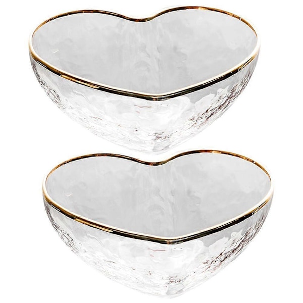 2 stk. Glass Puddingboller Geléboller Hjerteformede Dessertboller til Hjemmet