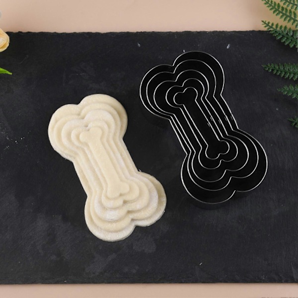JiKaiX 5 stk. Kakeform Rustsikker Non-Stick Gjenbrukbar DIY Hundeben Mini Kakeform Rustfritt Stål Sandwichformer