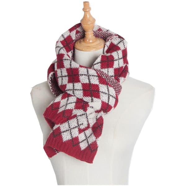Mjuk damscarf Klassisk Tofs Pläd Vinter Julklapp red