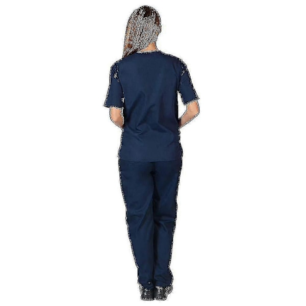 Unisex-lääkäritakki ja -housut, hoitajan haalarit, hammaslääkärin puku lääketieteelliseen käyttöön Navy Blue 2XL