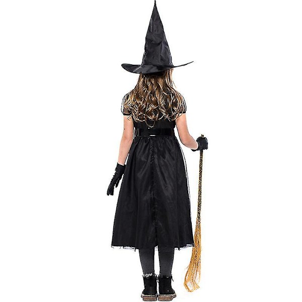 Hurtig Forsendelse Halloween Heksekostume Sort Mesh Lille Heks Børnekostume Performance Kostume Fotografi Kostume Cosplay Kjole L