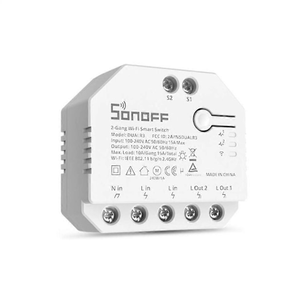 R3 Smart Wifi Bryter 2-veis Kontroll Diy Mini Bryter Måling 2 Grupper Stemmekontroll Via Hjem