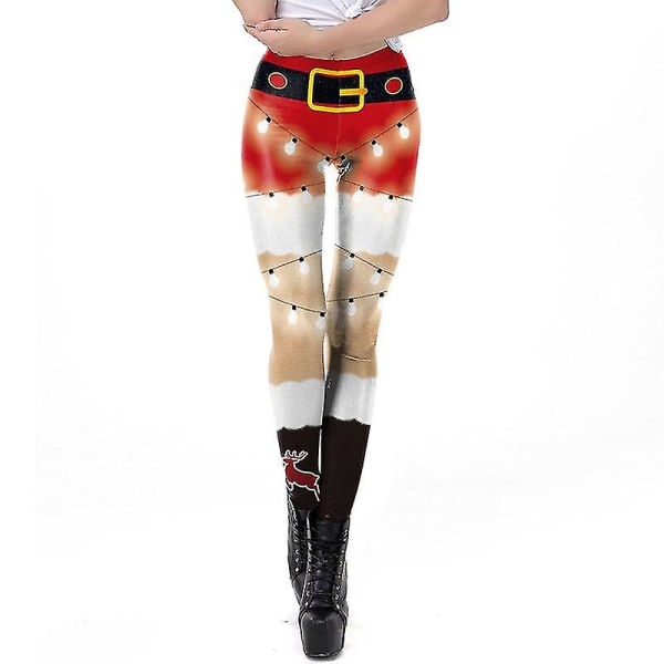 Dam Leggings Mode 3D Digitaltryck Jul Leggings Roliga Sexiga Tryckta Elastiska Jul Skinny Leggings Gotiska SKDK085 L