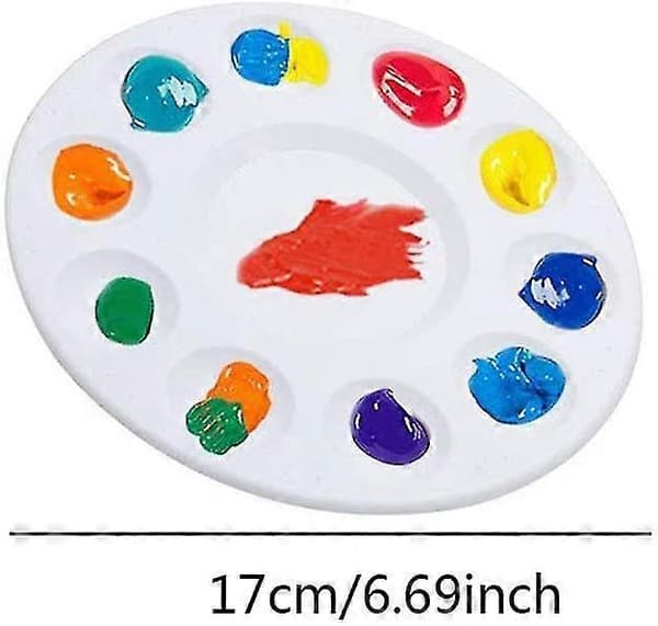 Malepaletter, 4 stk. Runde Plastikk for Barn (Wei)