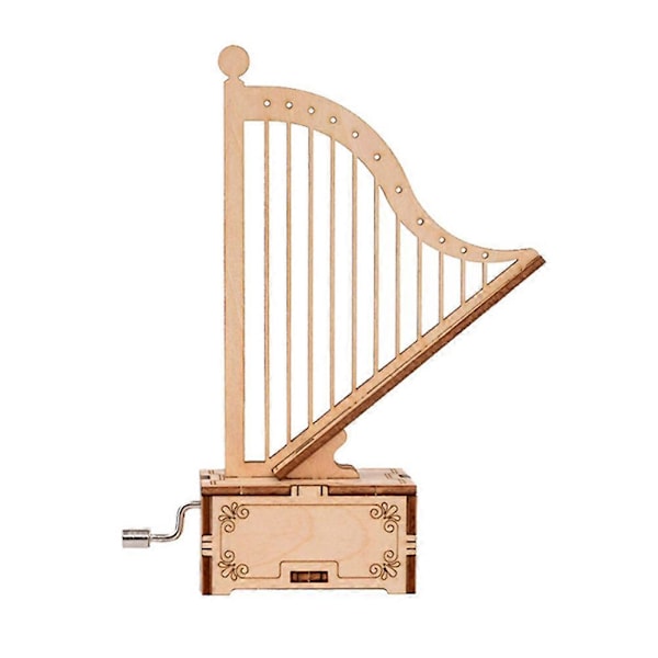 Handarbete Speldosa Harpa Form Speldosa Träspeldosa Monterad Musiklåda för Barn