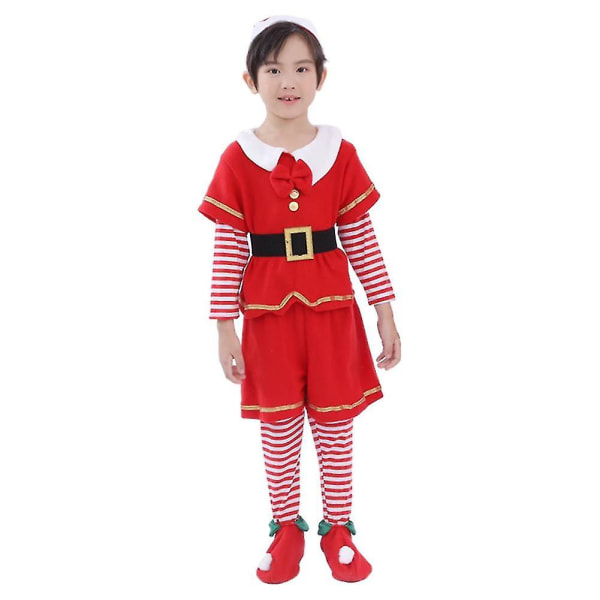 Lasten Joulupukki Cosplay -asu Jouluksi Vauvan Joulupuku 5 Osainen Setti Mekko/housut+yläosat+hattu+kengänsuojat+vyö Pojille Tytöille Boy 110