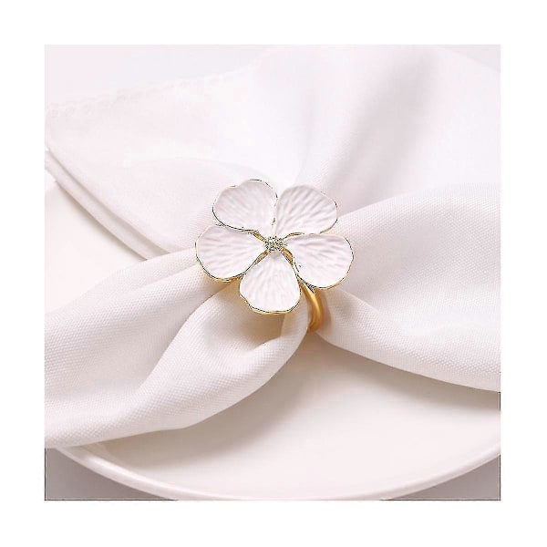 Servietringe, 12 stk. Blomster Servietringholdere Middagsbordsringe Elegant Ornament Borddækning Dekoration, hvid