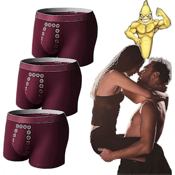 3 stk. Eft Energi-felt-terapi Herreundertøj, Energi Felt Terapi Herreundertøj Energi Felt Terapi Herrebukser Dark red XL