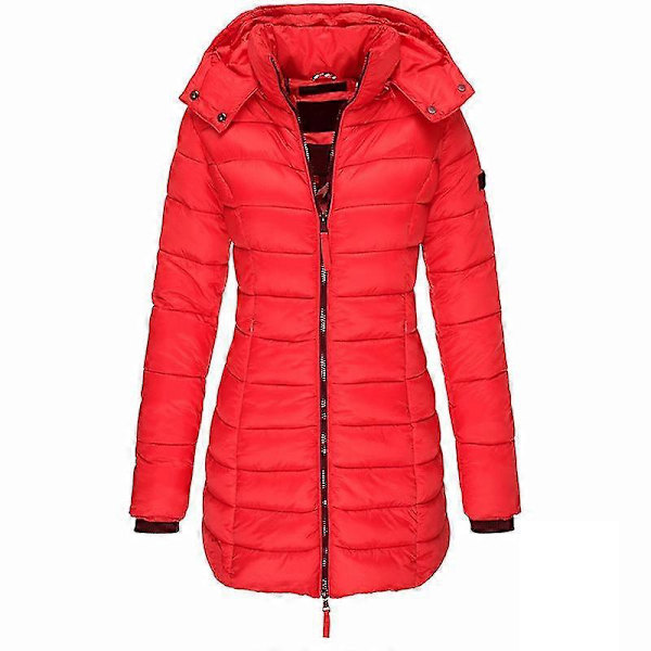 Naisten lämmin hupullinen untuvatakki rento slim-mallinen takki toppatakki naisten tikattu kevyt toppatakki - khaki Red XXXL