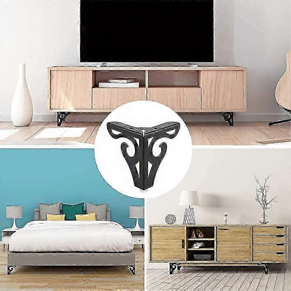4 Stk. Møbel Sofaben, Sofaben, Moderne Sofaben, TV-skabsben, Sengeben, til Skab, Sofa, Bordkommode (Sort)