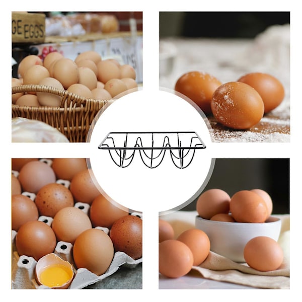 6-roms Eggholder i Metalltråd, Egg-Skelter, Dispenser, Oppbevaringsstativ (Svart)