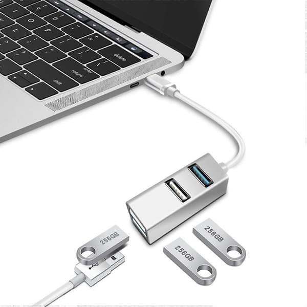 Mini Hub Usb 3.0 Hub Adapter Dock 4 I 1 Dockningsstation Splitter För Pro Ipad Laptop Grå