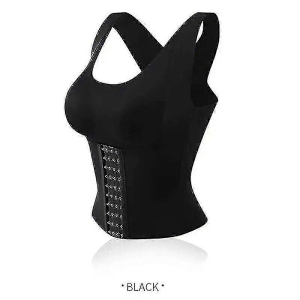 Shapewear för kvinnor 3-i-1 Korsettformande Linne Midja Knäppt BH Shapewear Black M