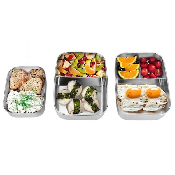 1/2/3 Fack Rostfritt Stål Portabel Matbehållare Student Bento Lunchlåda
