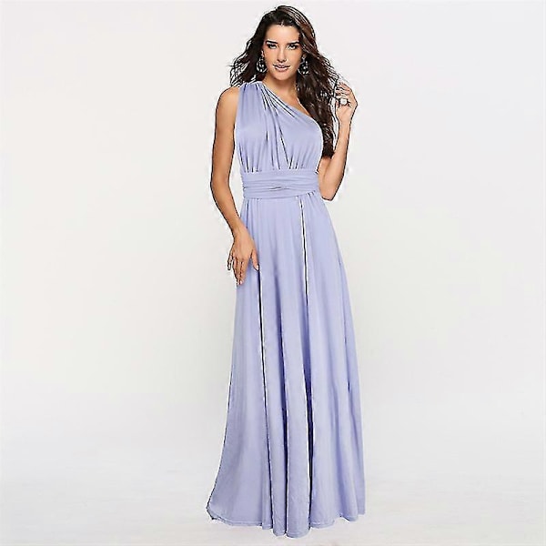 Kvinners Aften Multi Way Wrap Brudepike Formell Lang Maxi Kjole Ysm2035 Purple-Blue M
