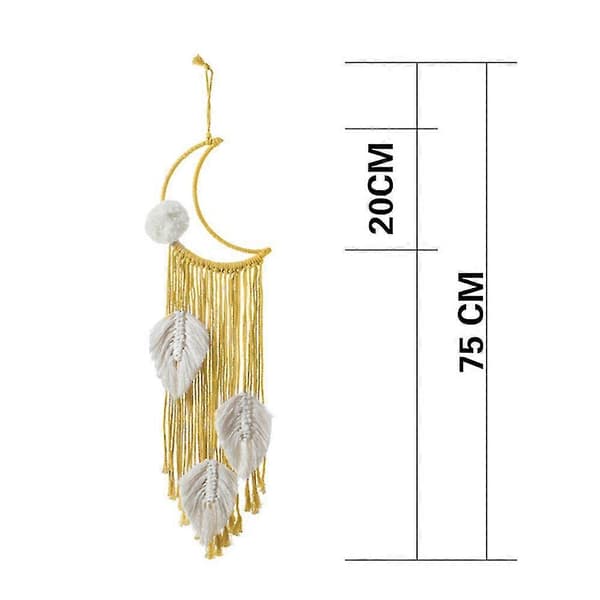 3-pack Boho Måne Makramé Väggbonad Löv Vävd Tapet Drömfångare, Bohemisk Chic Hemvägg