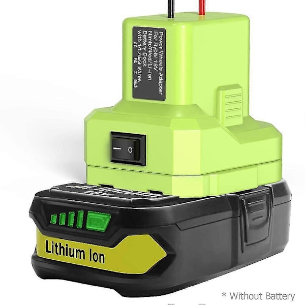 Strømhjuladapter for, 18V batterikonverteringssett med bryter, sikringsholder og 3 stk. 30amp sikringer