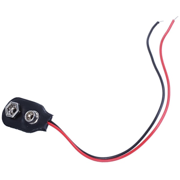 2 stk. 15 cm ledningskabel 9V 9 volt clip-stik I-type