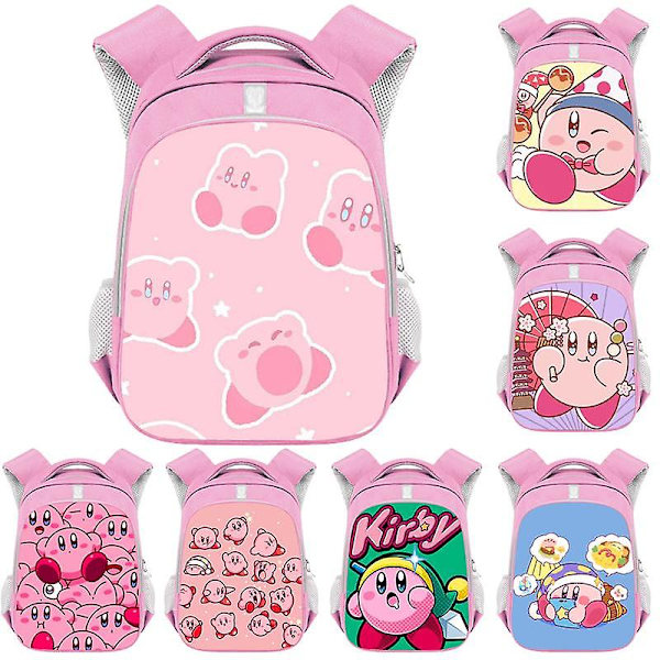 Kirby Barnryggsäck Pojkar Ryggsäck Tecknad Anime Student Bokväska Barn Flickor Skolväska Barn Knapsack Födelsedagspresent Kirby-6