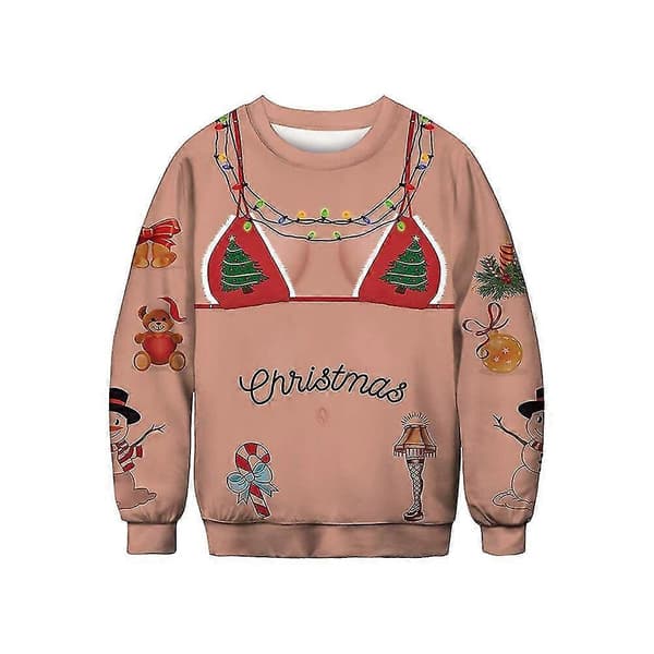 Jule Kvinder Mænd Grim Jule Sweater Sweatshirt Pullover Jumper Toppe Tunika Apricot S