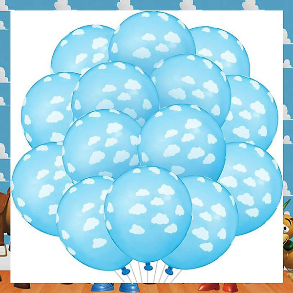 Blå Himmels Vita Moln Tema Festtillbehör Tecknad Toy Story Engångsservis Mugg För Barn Pojkar Födelsedagsfest Dekorationer 10pcs balloon