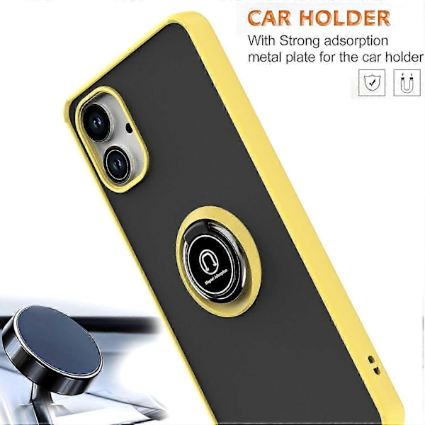 Til Samsung Galaxy A06 Cover Ring Holder Støtteben TPU+Akryl Telefon Cover - Sort Yellow Galaxy A06