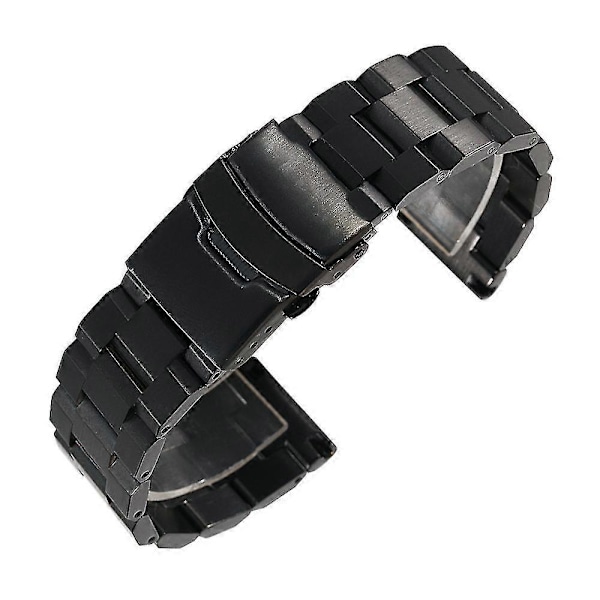 18/20/22/24mm Klockarmband Ersättning Dubbla Spännen Rostfritt Stål Armband 18mm Black