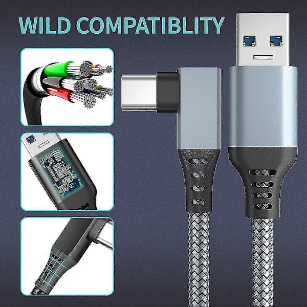 Kabel for Quest 2 Vr Usb 3.1 Ladekabler Data Hurtig Lading Vr Et Tilbehør(a-c