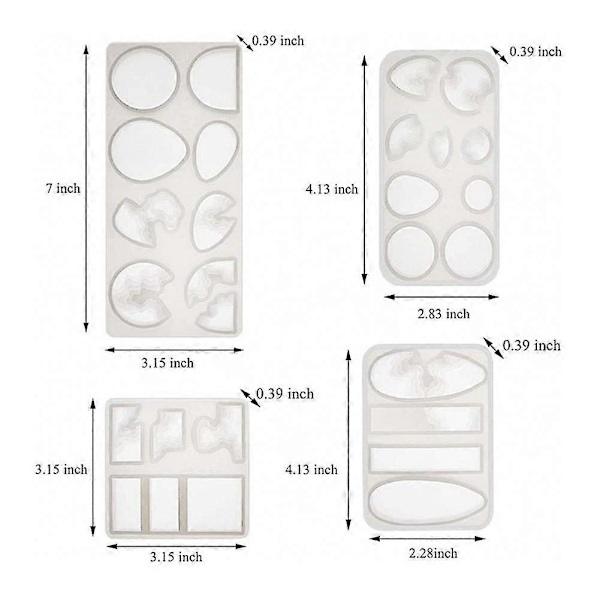 4 Pak DIY Ø Halskæde Ædelsten Vedhæng Epoxy Form Nøglering Vedhæng Resin Silikone Form