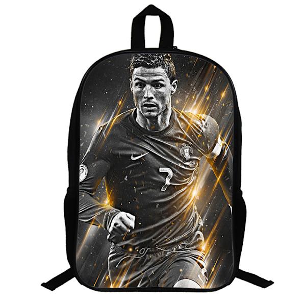 Ronaldo-mönstrad ryggsäck skolväska enkel lager väska