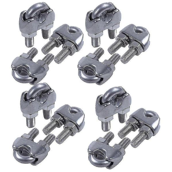 6mm 1/4 tommer rustfrit stål wire reb kabel klemmer 12 stk