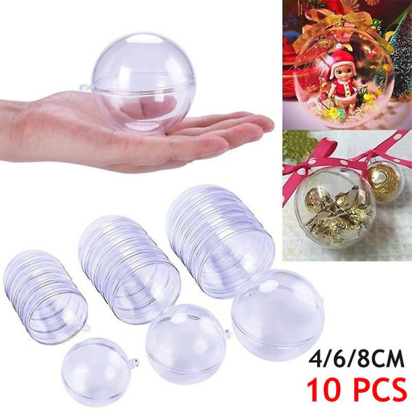 10 st jul Transparent Ball Plast Julgranar Öppen Ball Box Bauble Ornament Bröllopspresent Present Party Heminredning 8cm