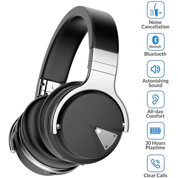 Aktiiviset melua vaimentavat Bluetooth-kuulokkeet Black