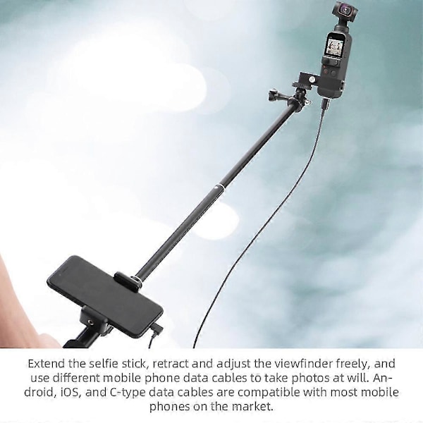 Selfie-keppi DJI Osmo Pocket 2 -käsikäyttöiselle gimbaalivakaimelle, Type-c/Android-puhelinpidike, moduulilaajennusvarsi - Type-c - Type-c