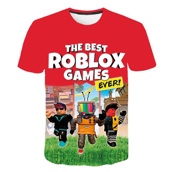5-9 år barn Roblox 3d- printed kortärmade T-shirt toppar