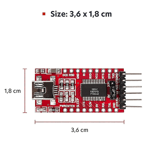 Ft232rl Mini Usb Till Ttl Seriell Konverter Adapter Modul 3.3v 5.5v Ft232r Port Dtr Tx Vcc Gnd Pin(3p