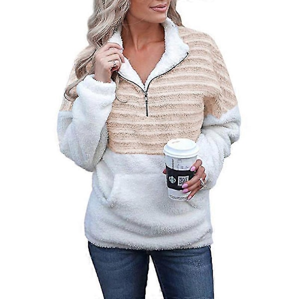Langærmet varm sweater til kvinder efterår vinter sweater pullover tøj Apricot S