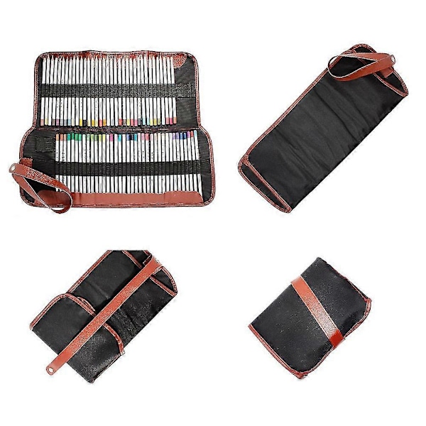 Penneholder, 72 Assorterte Fargede Blyanter Organizer, Rullbar Vaskbar Canvas Pennveske For Skole