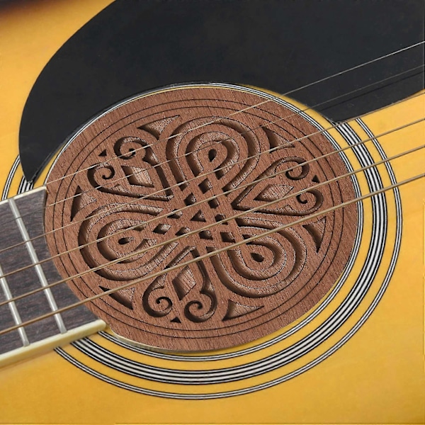 Gitarr Trä Ljudhål Ljud Hål Skydd Block Feedback Buffer Mahogny Trä För Eq Akustisk Folk G