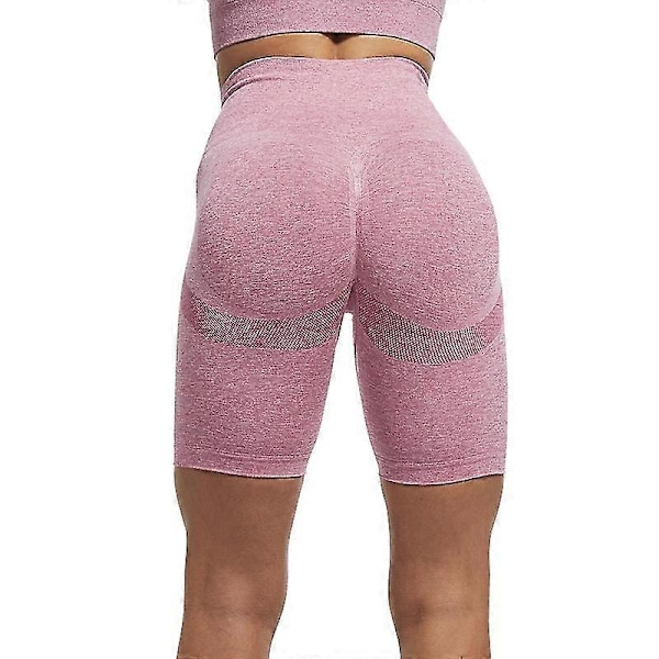 Sømløse sportsshorts til kvinder, højtaljede yoga shorts, fitness, slanke gym leggings Pink S