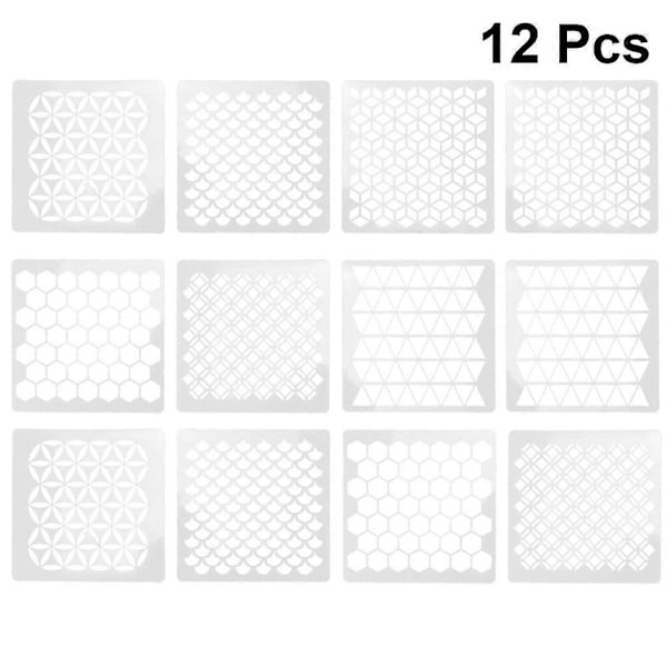 12 kpl Seinämaalausmallineet DIY Geometriset seinämaalausmallineet kotiin (valkoinen)