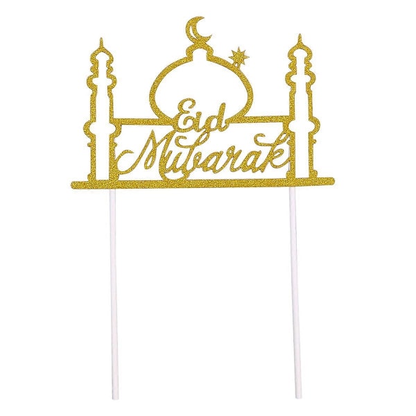 Cupcake Pynt Papir Muslim Eid Mubarak Cupcake Kake Pinne Pynt Topper Flagg Dekor (Gull)