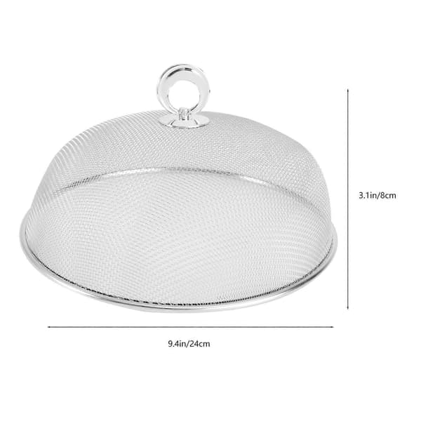 1 stk Matdeksel i Rustfritt Stål, Foldbar Sirkulær Matdeksel, Mattelt for Hjemmet (Sølv Diameter 24CM)