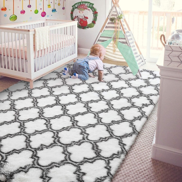 Tflycq Geometriska Mattor för Sovrum - 152 x 244 cm Luddig Ryamatta Modern Inomhus för Vardagsrum Flickor Pojkar Barnrum Studentrum Barnkammare Hem Semesterinredning Golv