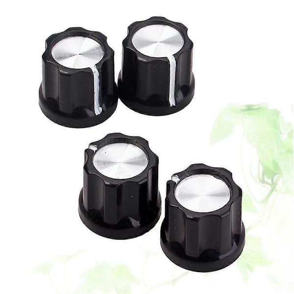 4 st Svarta Silver Gitarr Basförstärkare Rattar D-typ Axel Potentiometer Ratta (Svart)