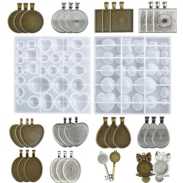 DIY Hantverk Rund Fyrkant Hjärtform Ädelsten Ornament Kristall Silikonform-fg