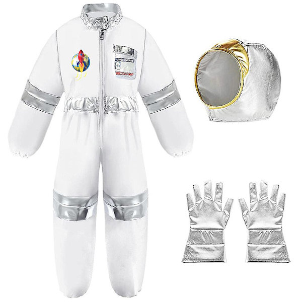 Astronautdräkt för barn, NASA rymddräkt för pojkar flickor unisex, rymd utklädnad cosplay set S